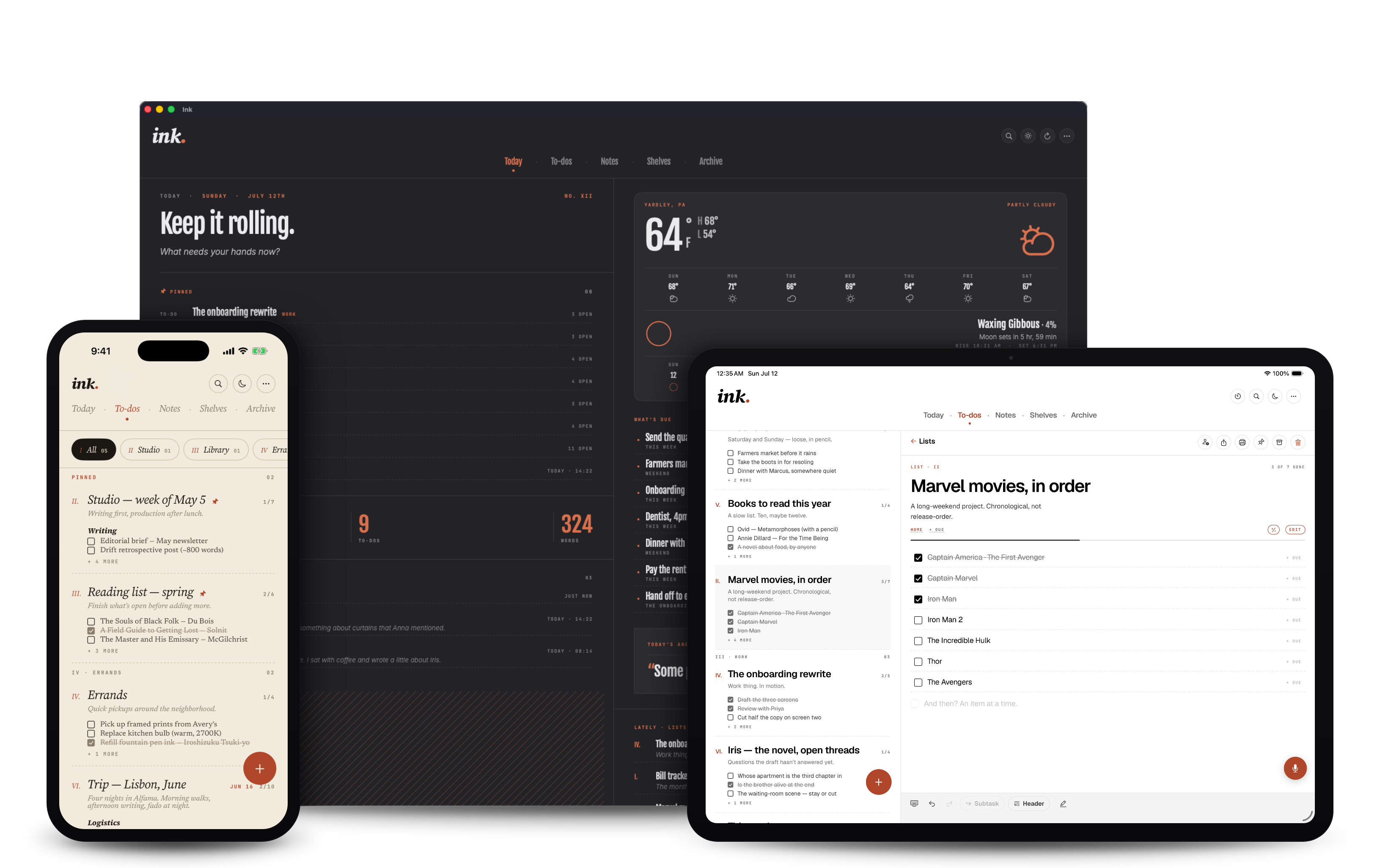 Ink shown on iPhone, iPad, and Mac